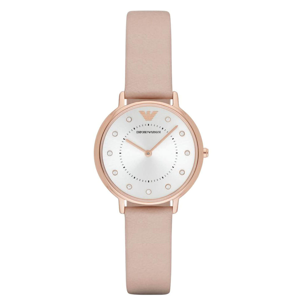 Emporio Armani 32mm Silver Dial Pink Strap Watch