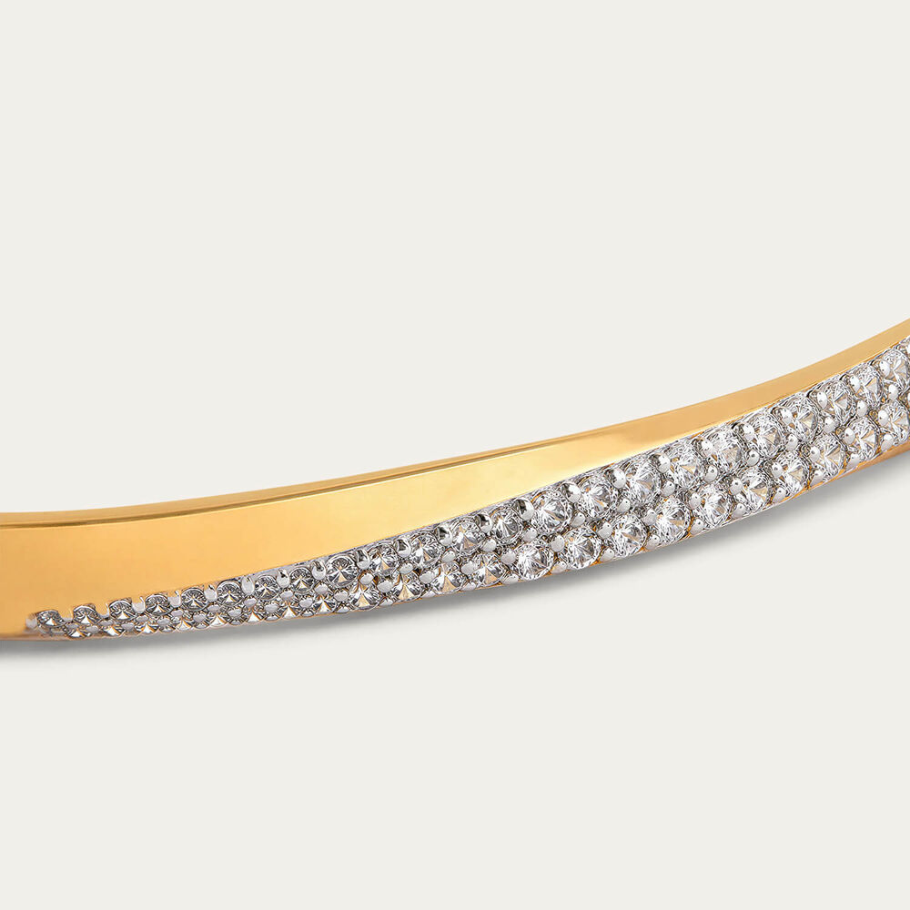Yellow Gold Plated Sterling Silver Cubic Zirconia Bangle