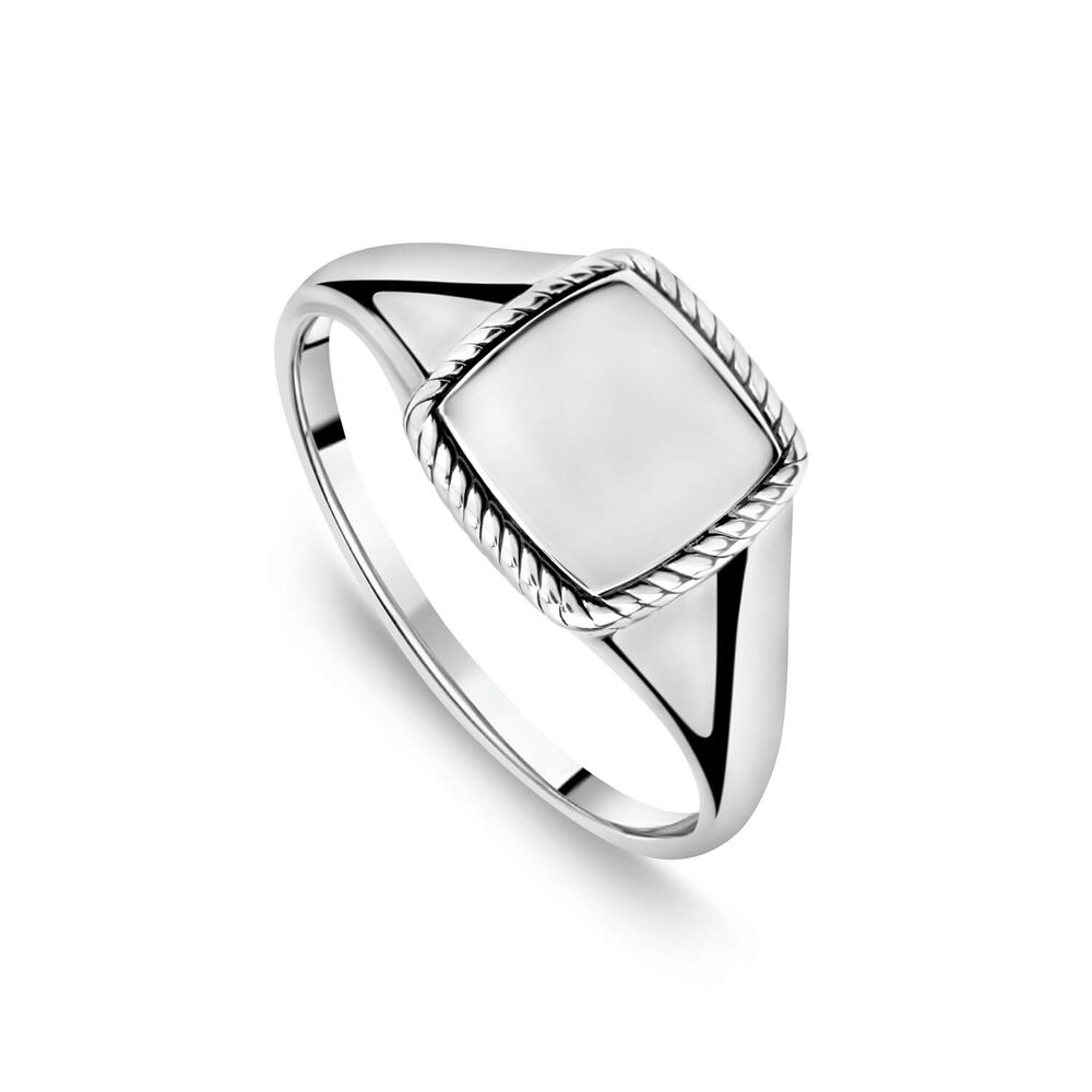 Sterling Silver Square Rope Edge Signet Ring image number 0