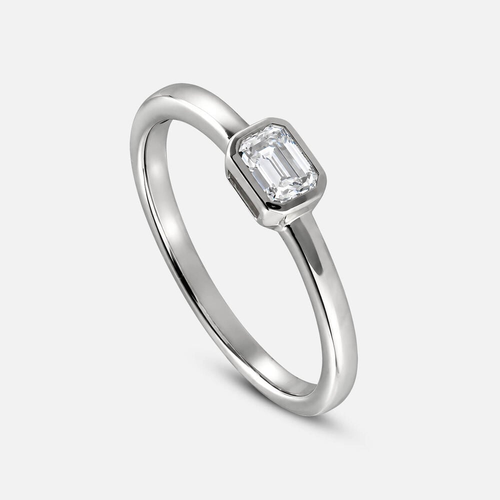 Born Contour 9ct White Gold 0.25ct Emerald Lab Grown Diamond Bezel Set Ring