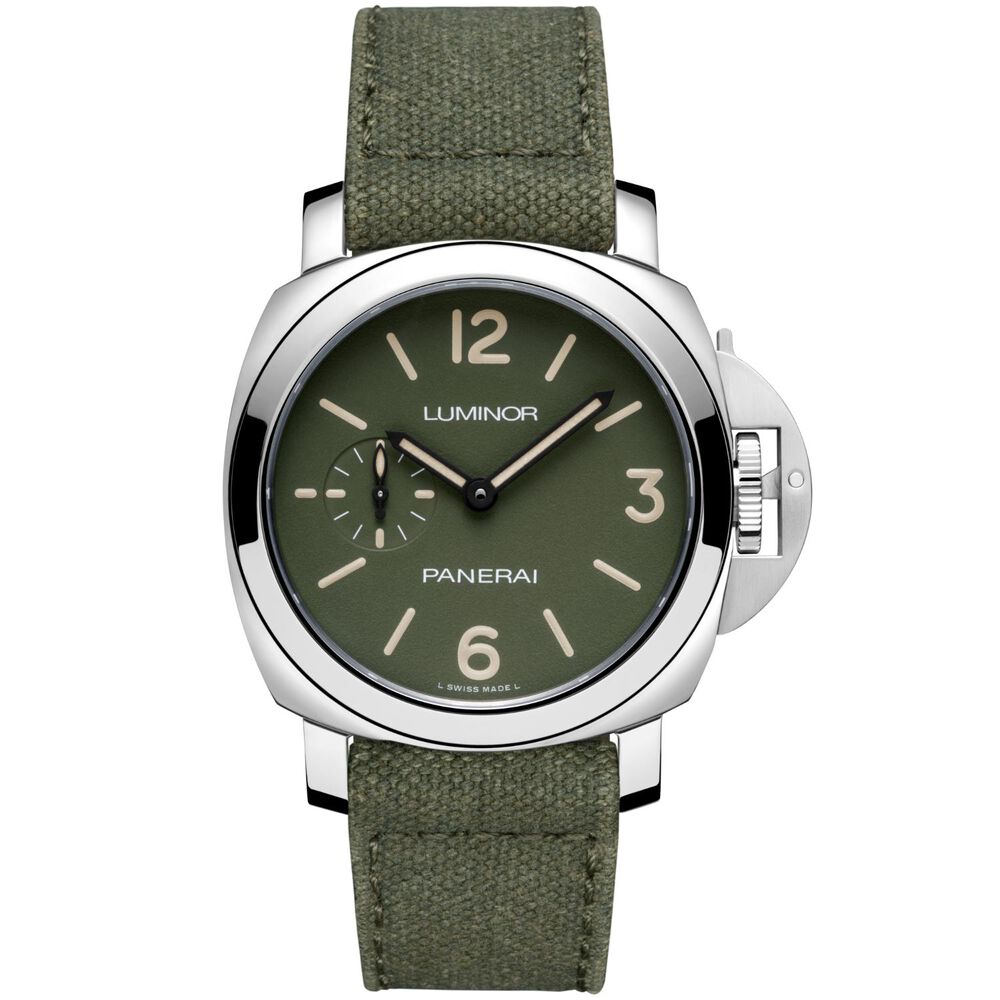 Panerai Luminor 42mm Green Dial Canvas Strap Watch