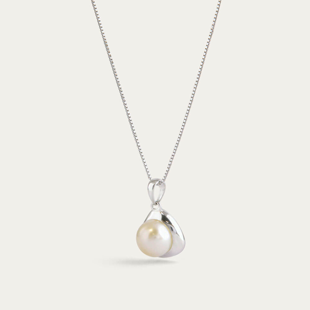 Sterling Silver Freshwater Pearl Half Bezel Pendant