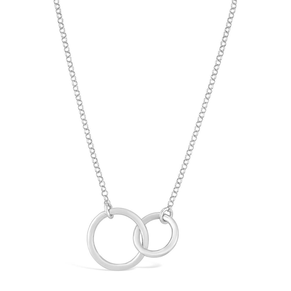 Ladies Double Interlocking Circle Sterling Silver Necklace image number 0
