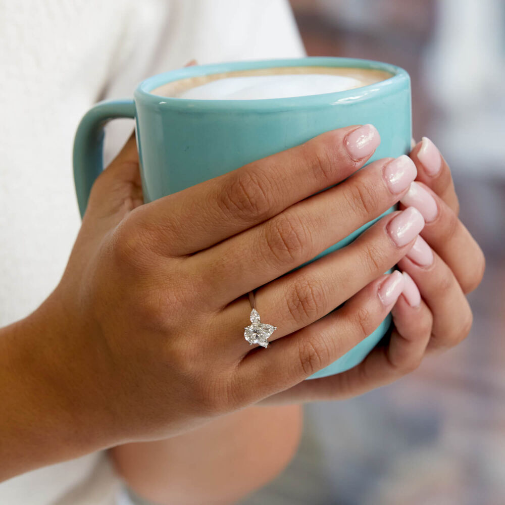 Born Platinum 1.80ct Lab Grown Pear Centre & Sides Diamond Ring image number 6