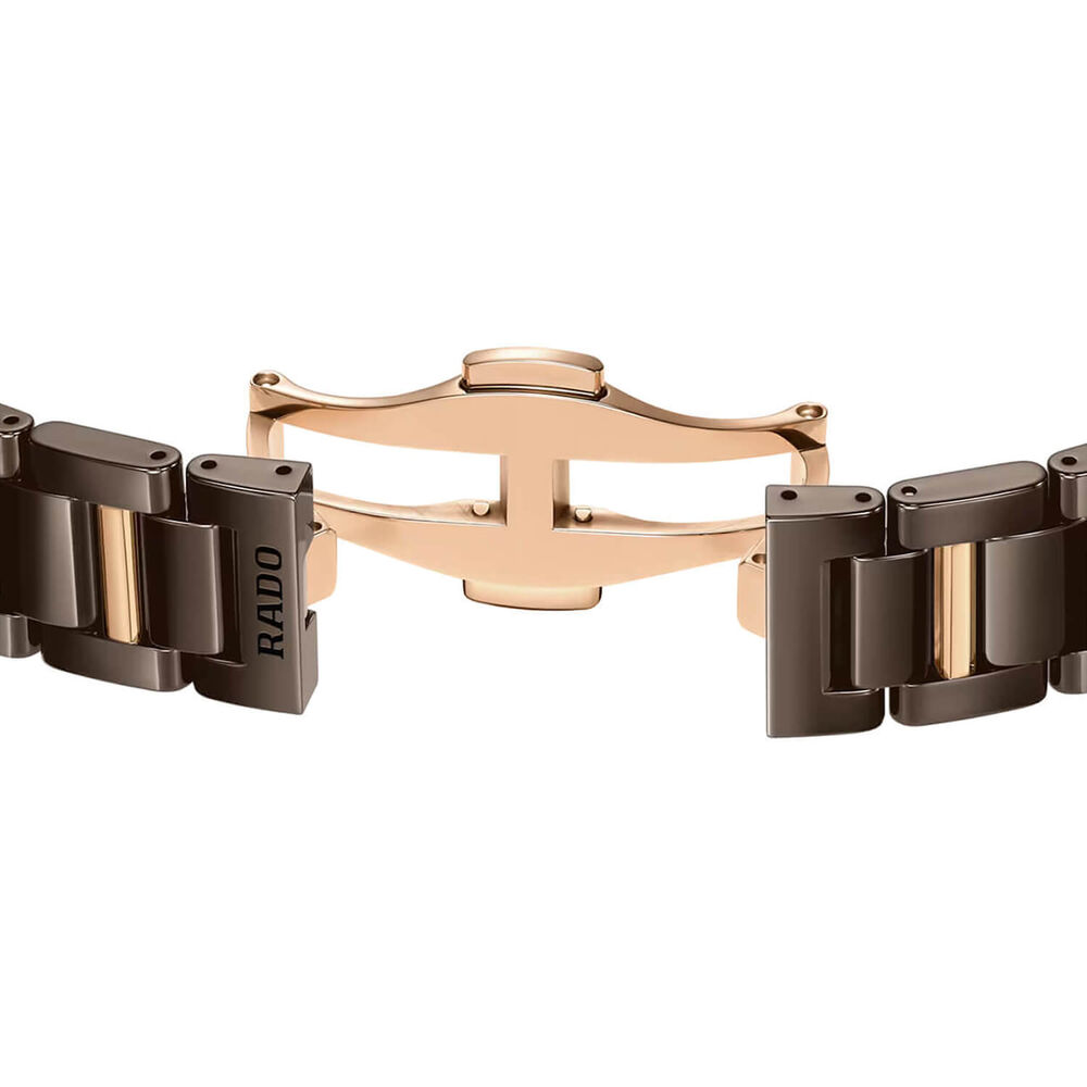 Rado LaCoupole Diamonds 31mm Brown Dial Rose Gold PVD Steel & High-Tech Ceramic Bracelet Watch image number 4