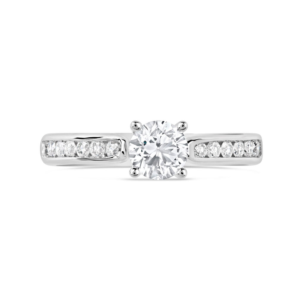 18ct White Gold 0.75ct Diamond Tulip Setting Shoulders Ring