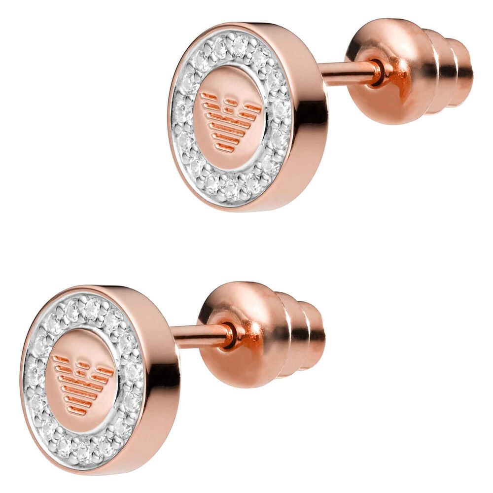 Emporio Armani Logo rose gold-plated stud earrings