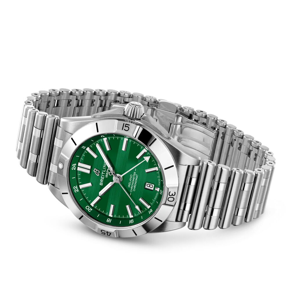 Breitling Chronomat GMT Six Nations Ireland 40mm Green Dial Steel Bracelet Watch image number 3