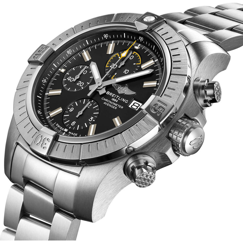Breitling Avenger Chronograph Black Dial & Steel 45mm Watch