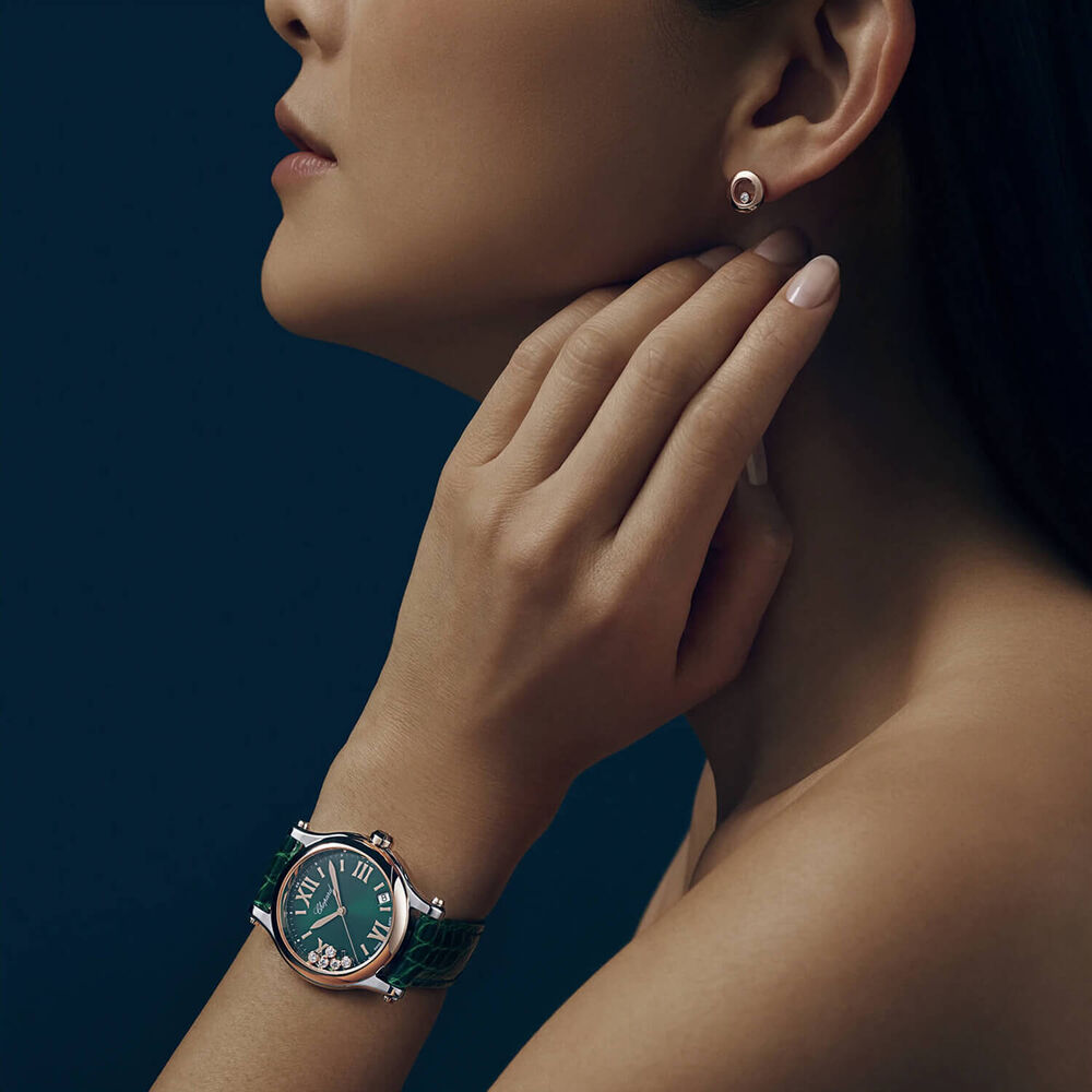 Chopard Happy Sport Quartz 36mm Ethical Rose Gold Diamond Watch image number 4