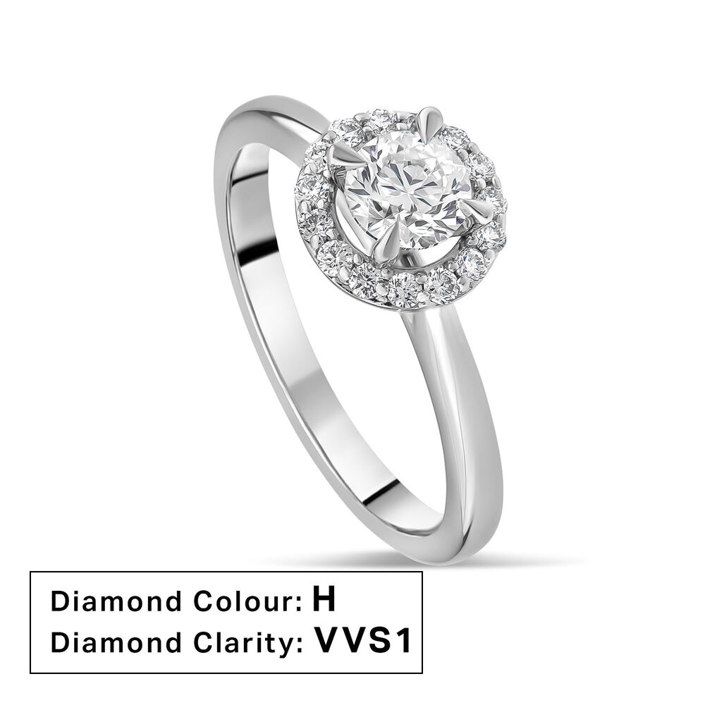 Platinum 0.50ct Round Diamond Halo Ring