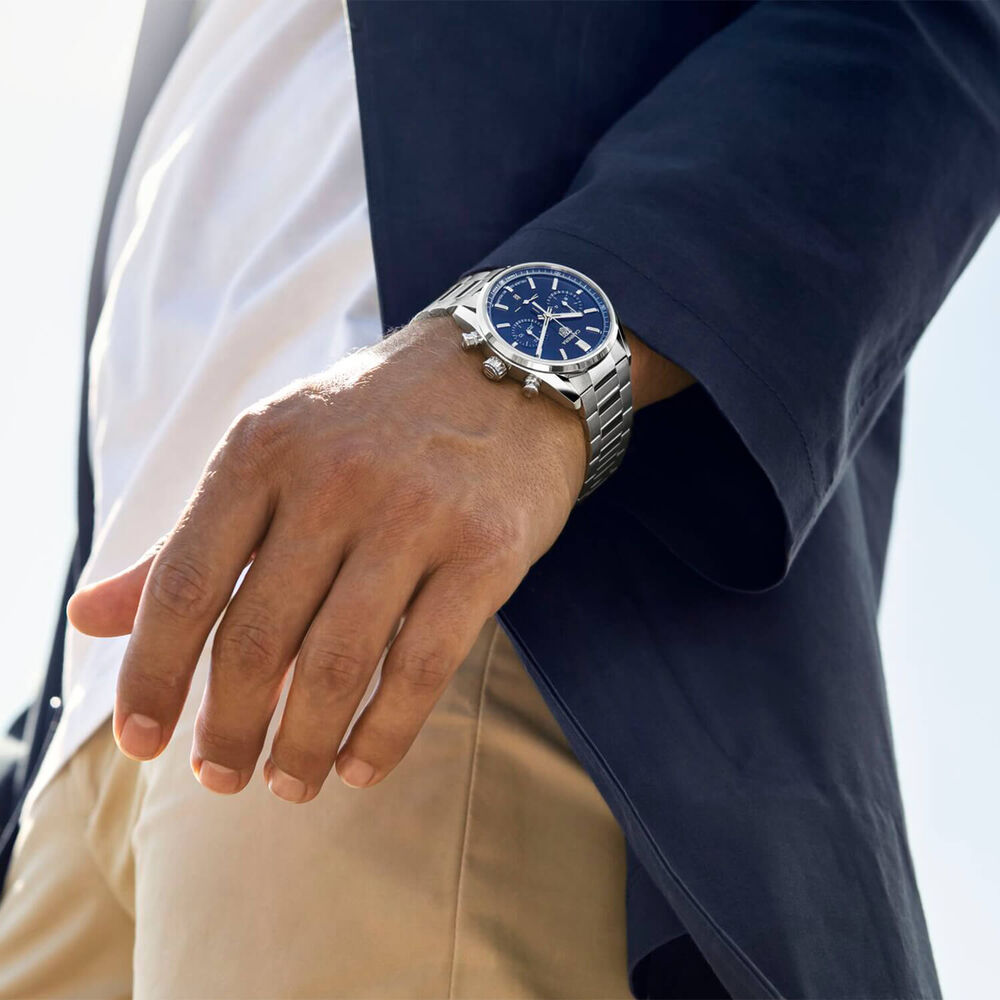 TAG Heuer Carrera Chronograph 42mm Blue Dial Stainless Steel Bracelet Watch image number 6