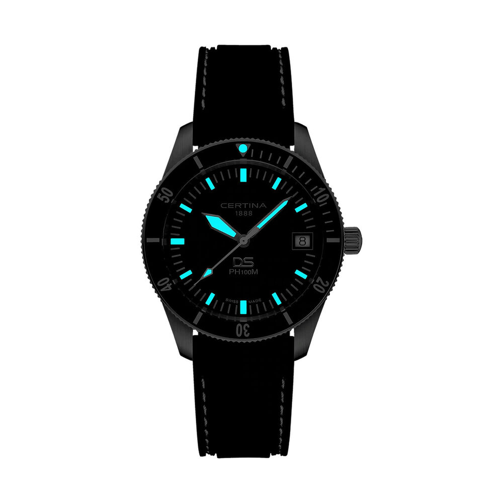 Certina DS PH100M Gent 43.5mm Black Dial Black Rubber Strap Watch