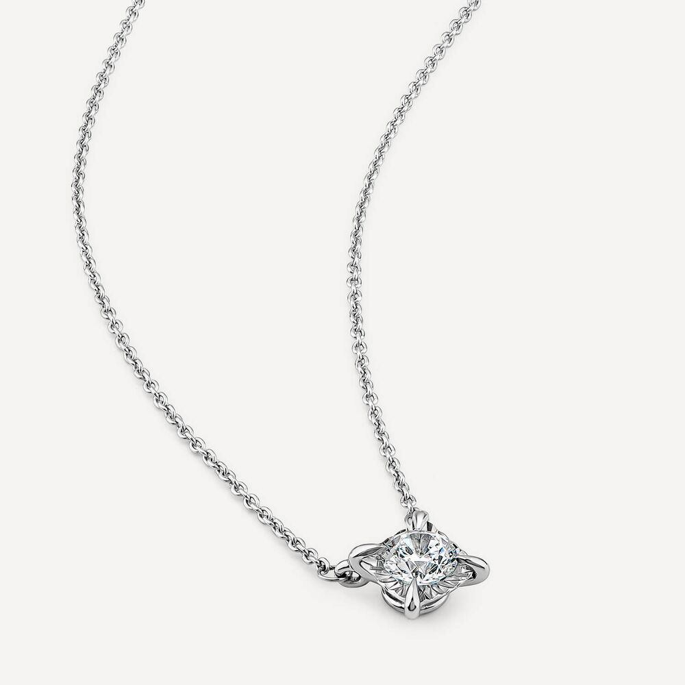 9ct White Gold 0.33ct Miracle Plate Solitaire Diamond Necklet image number 3