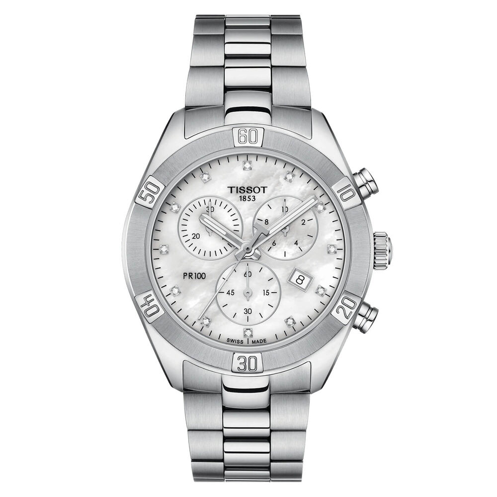Tissot PR100 Sport Chic 38mm Quartz White Mother of Pearl Dial Steel Bracelet Watch