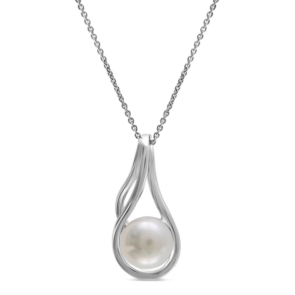 9ct White Gold Freshwater Pearl Note Pendant (Chain Included) image number 0