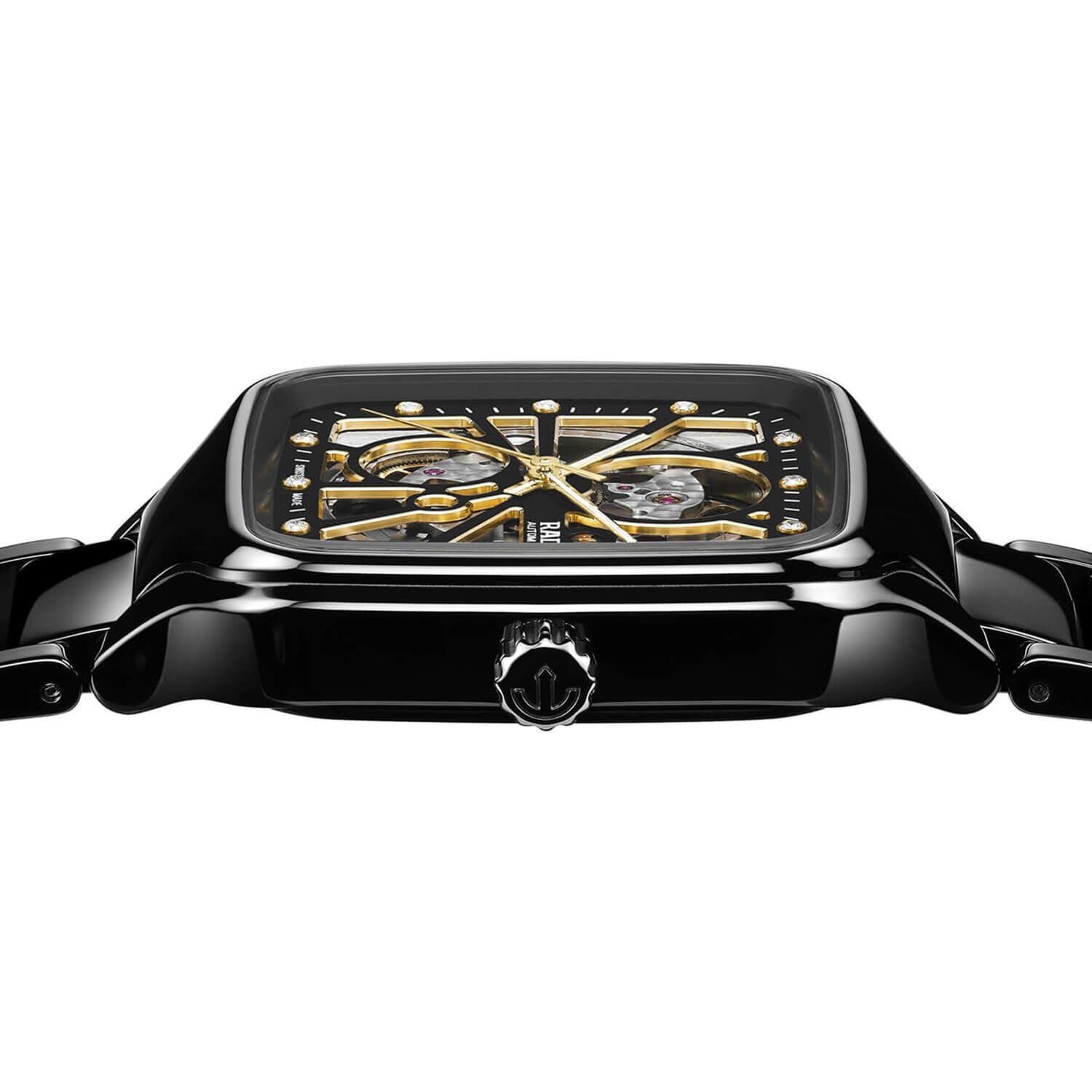 Rado True Square Automatic Open Heart 38 Black Ceramic Watch