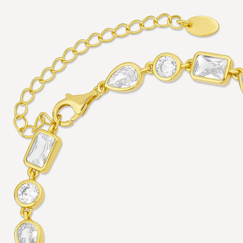 Sterling Silver Yellow Gold Plated Cubic Zirconia Bracelet
