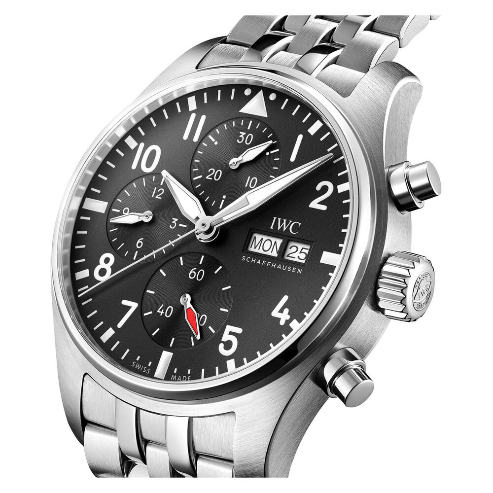IWC Schaffhausen Pilot's Chronograph 41 Black Dial Bracelet Watch image number 1