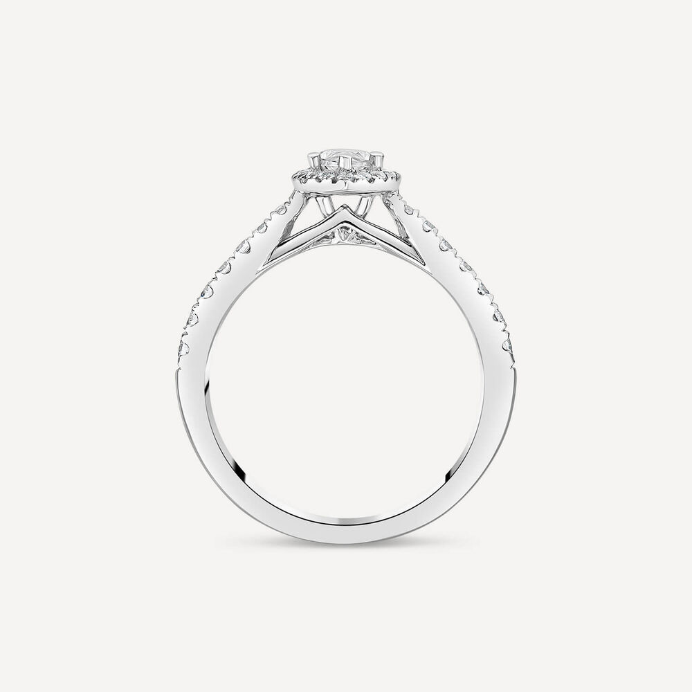 The Orchid Setting 18ct White Gold Marquise 0.75ct Halo Diamond Shoulders Ring image number 4