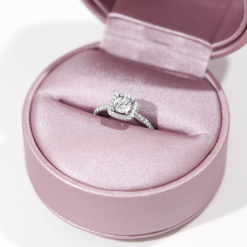 Platinum 0.89ct Amia Diamond Cushion Halo Ring image number 2