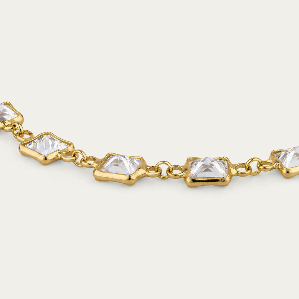 Yellow Gold Plated Sterling Silver Rectangular Cubic Zirconia Series Bracelet