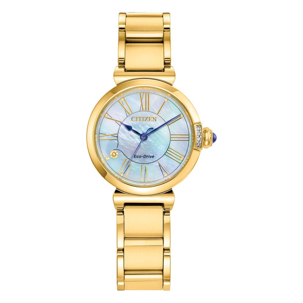 Citizen L Mae 29.5mm Pearlised Dial Yellow Gold PVD Case Bracelet Watch