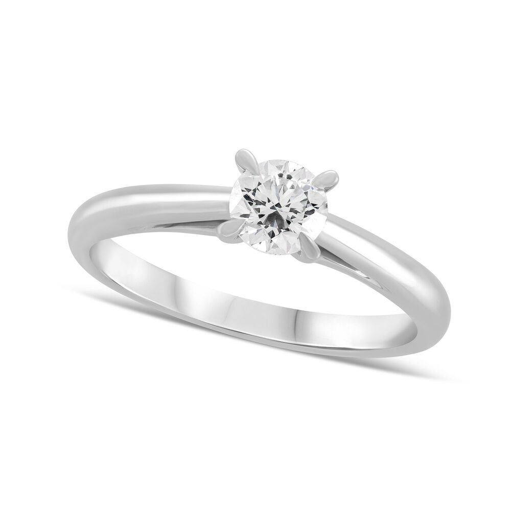 Platinum 0.41ct Round Diamond Four Claw Solitaire Ring image number 0
