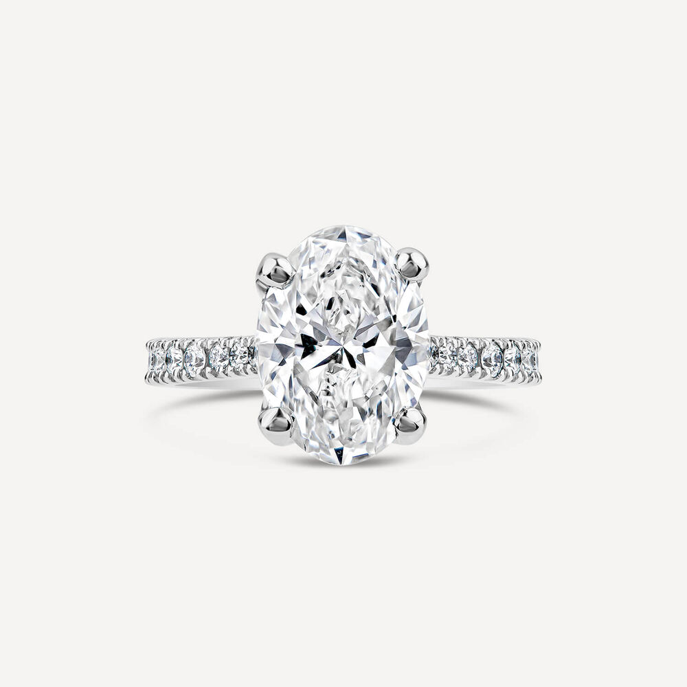 Born Platinum Lab Grown 2.20ct Oval & Diamond Sides Ring