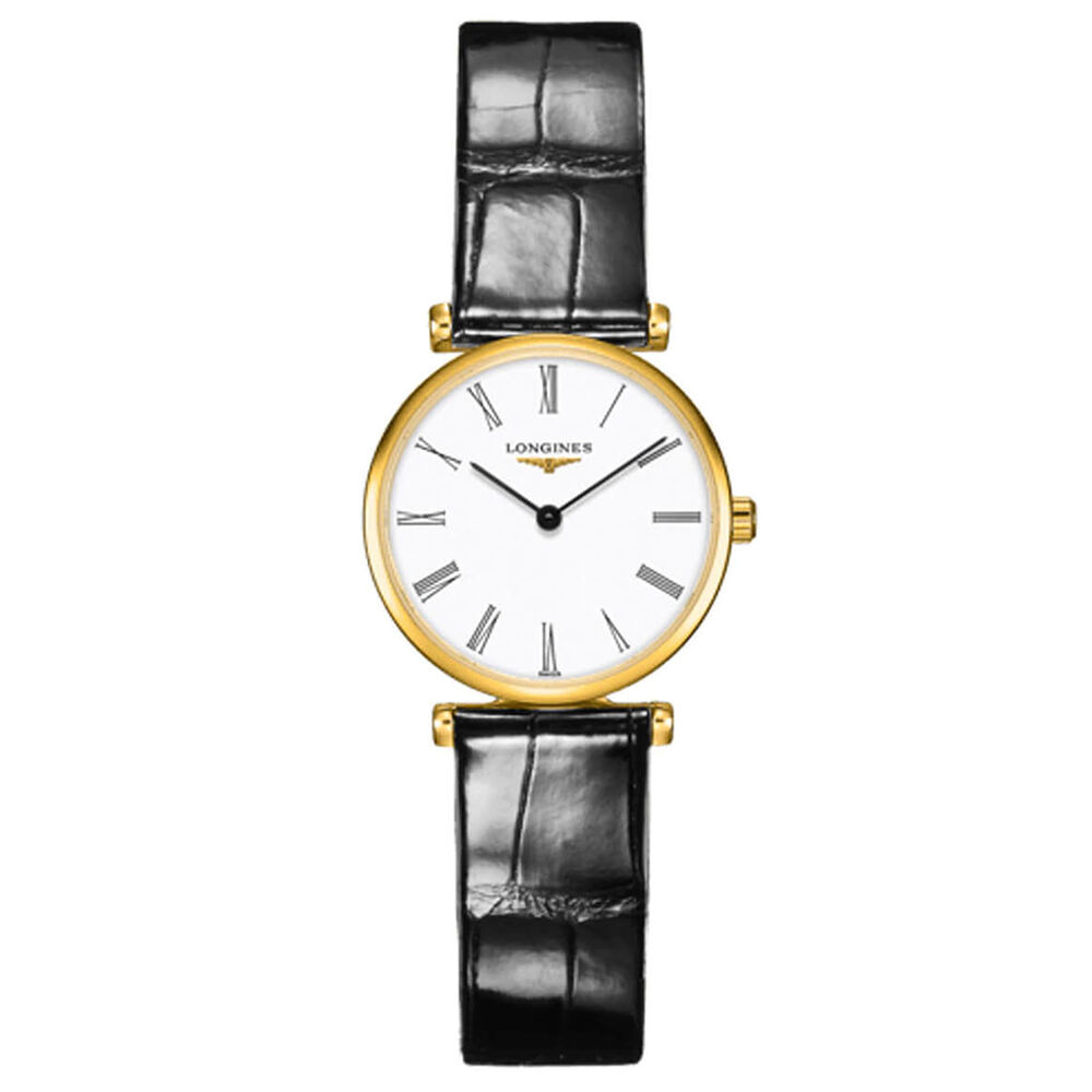 Longines La Grande Classique White Black Leather Strap Watch