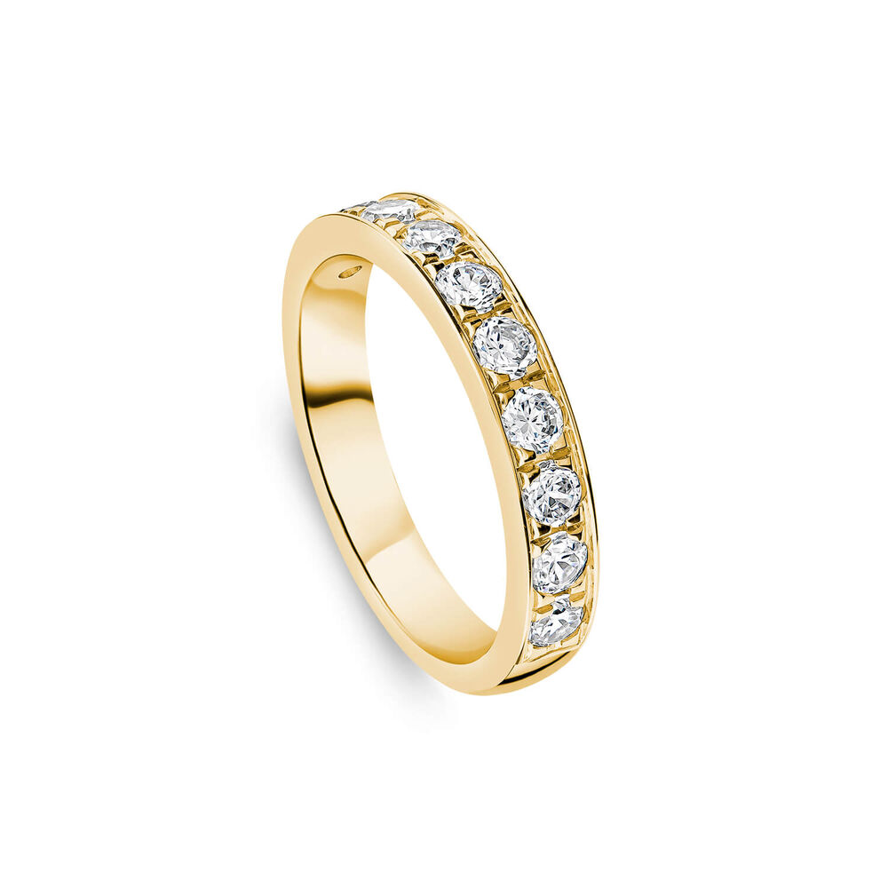 9ct Yellow Gold 3.5mm 0.67ct Diamond Pave Set Wedding Ring- (Special Order) image number 0