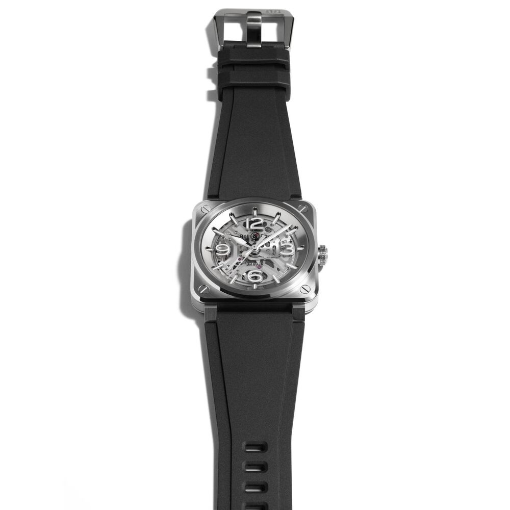 Bell & Ross BR-03 Auto 41mm Skeleton Grey Dial Rubber Strap Watch