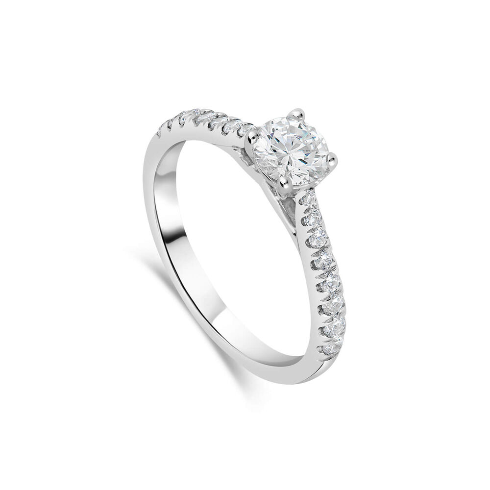 Platinum Orchid Setting Solitaire With 0.75 Carat Diamond Shoulders Ring