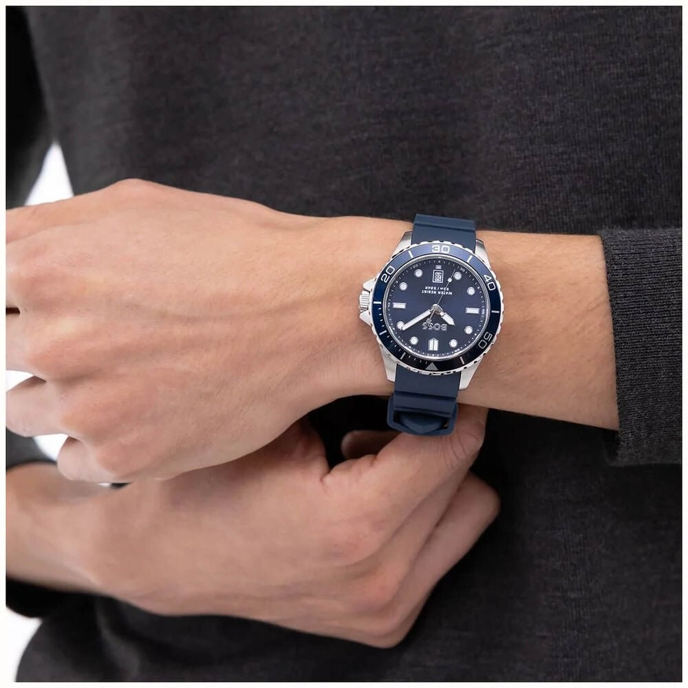BOSS Troper Sport 41mm Dark Blue Dial Rubber Strap Watch image number 3