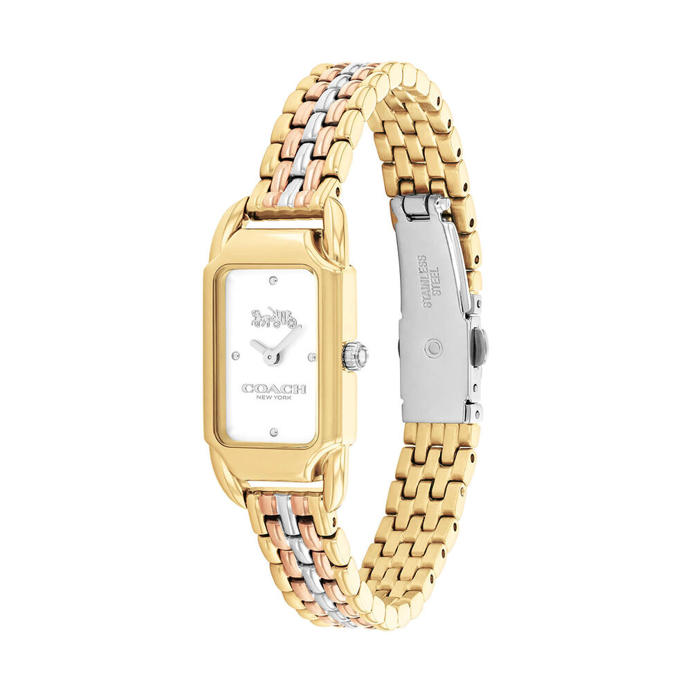 Coach Cadie 29mm White Dial Tri-Tone Steel Bracelet Watch