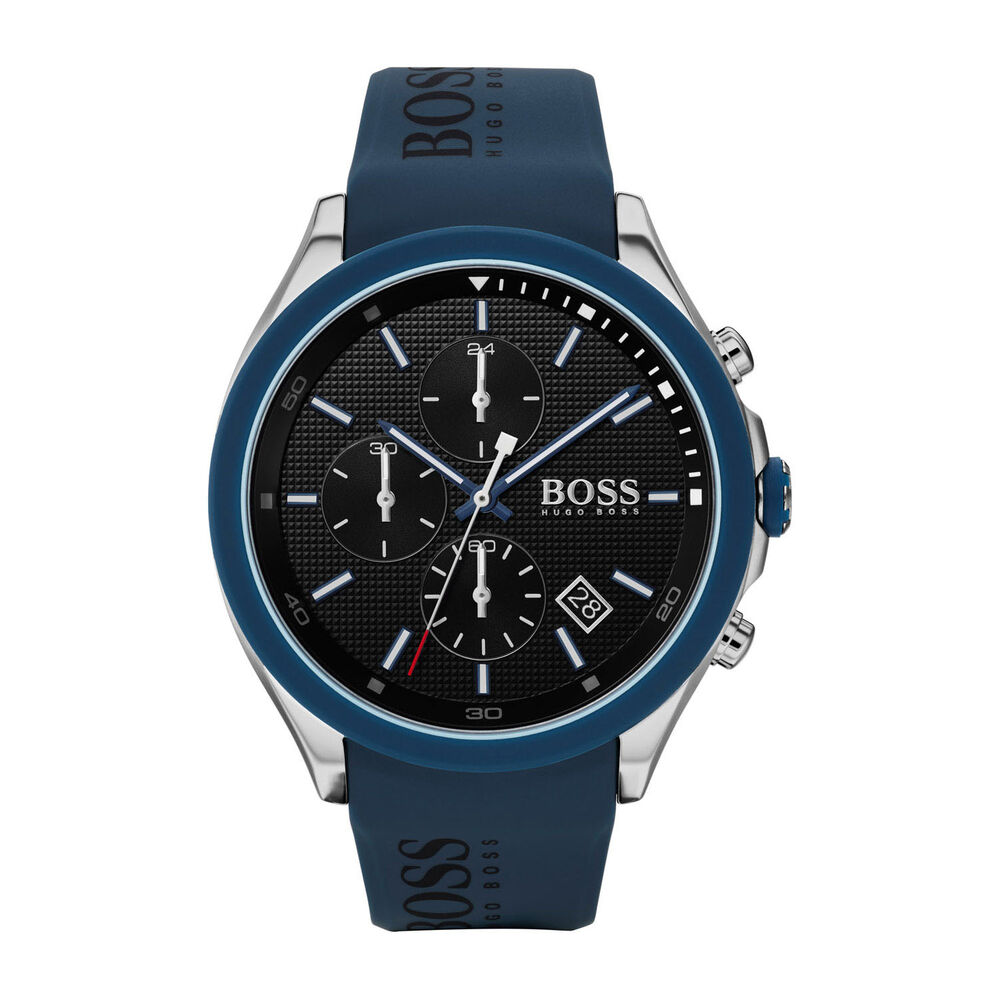 Hugo Boss Velocity Chronograph Black Dial & Blue Silicone Men's Watch