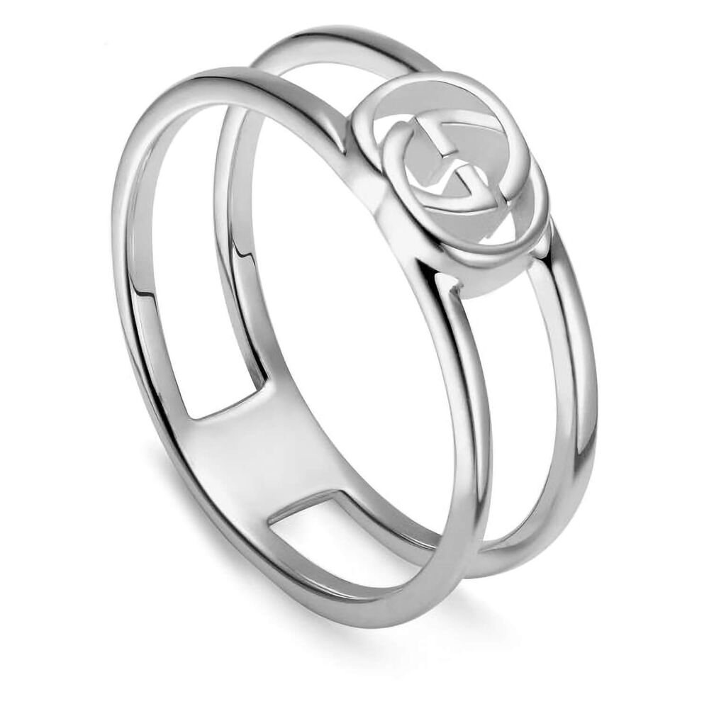 Gucci Interlocking G Motif Sterling Silver Ring Size 17 (UK Q)