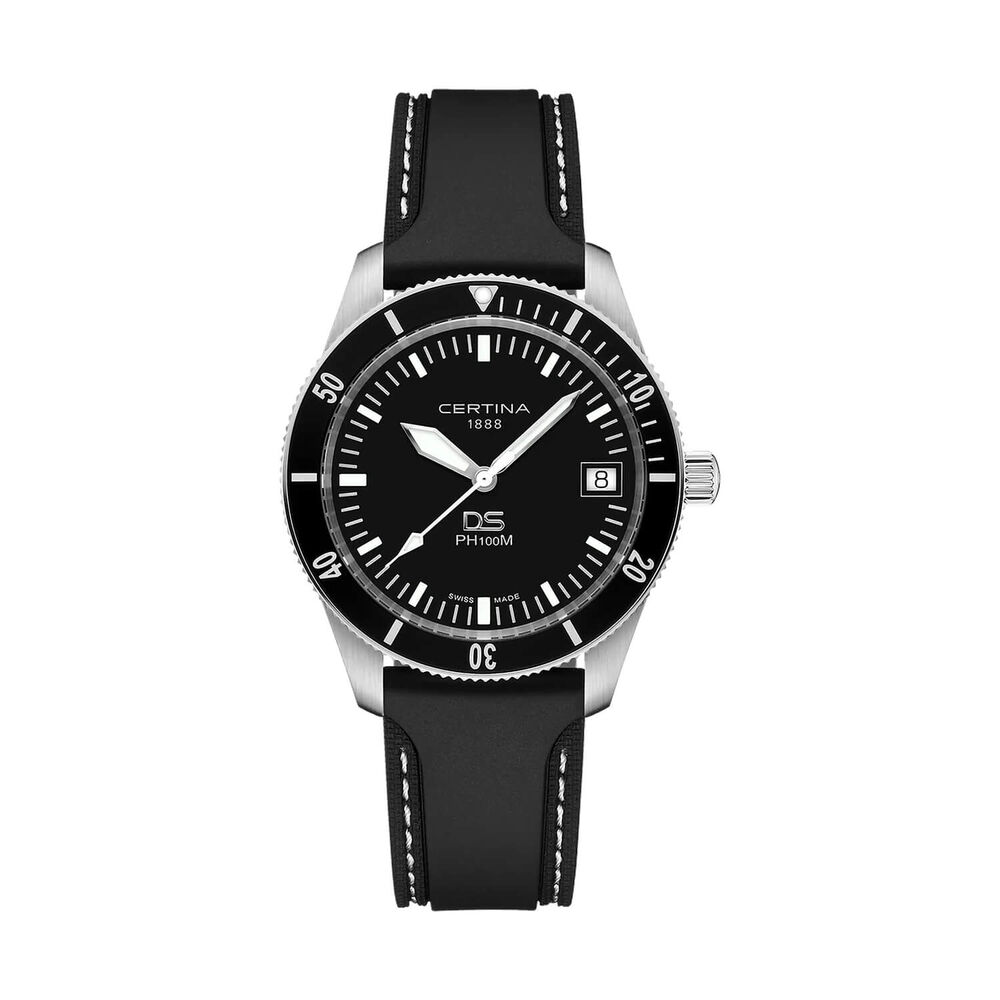 Certina DS PH100M Gent 43.5mm Black Dial Black Rubber Strap Watch