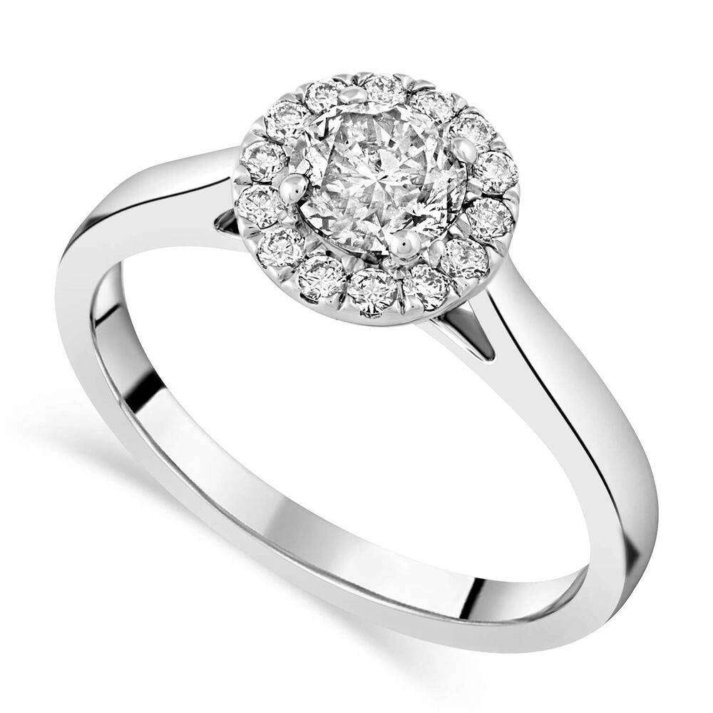 Timeless Diamonds Platinum 0.80 carat diamond halo engagement ring image number 0
