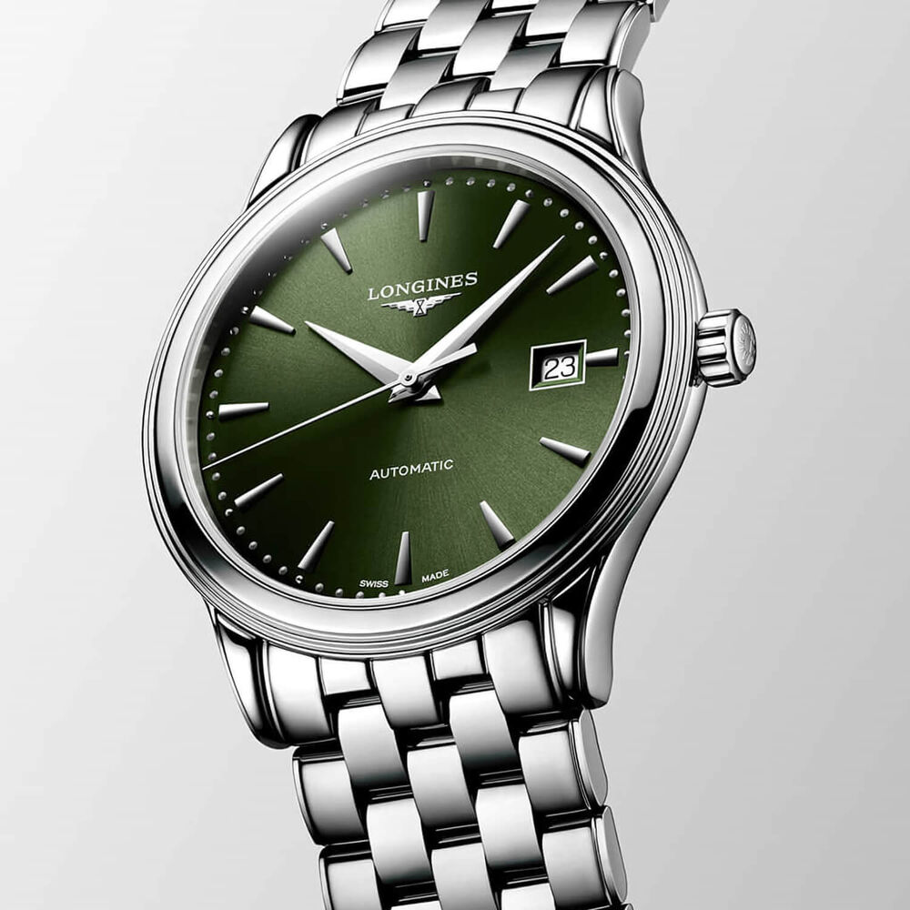 Longines Elegance Flagship Classic 40mm Green Dial Steel Bracelet Watch image number 1