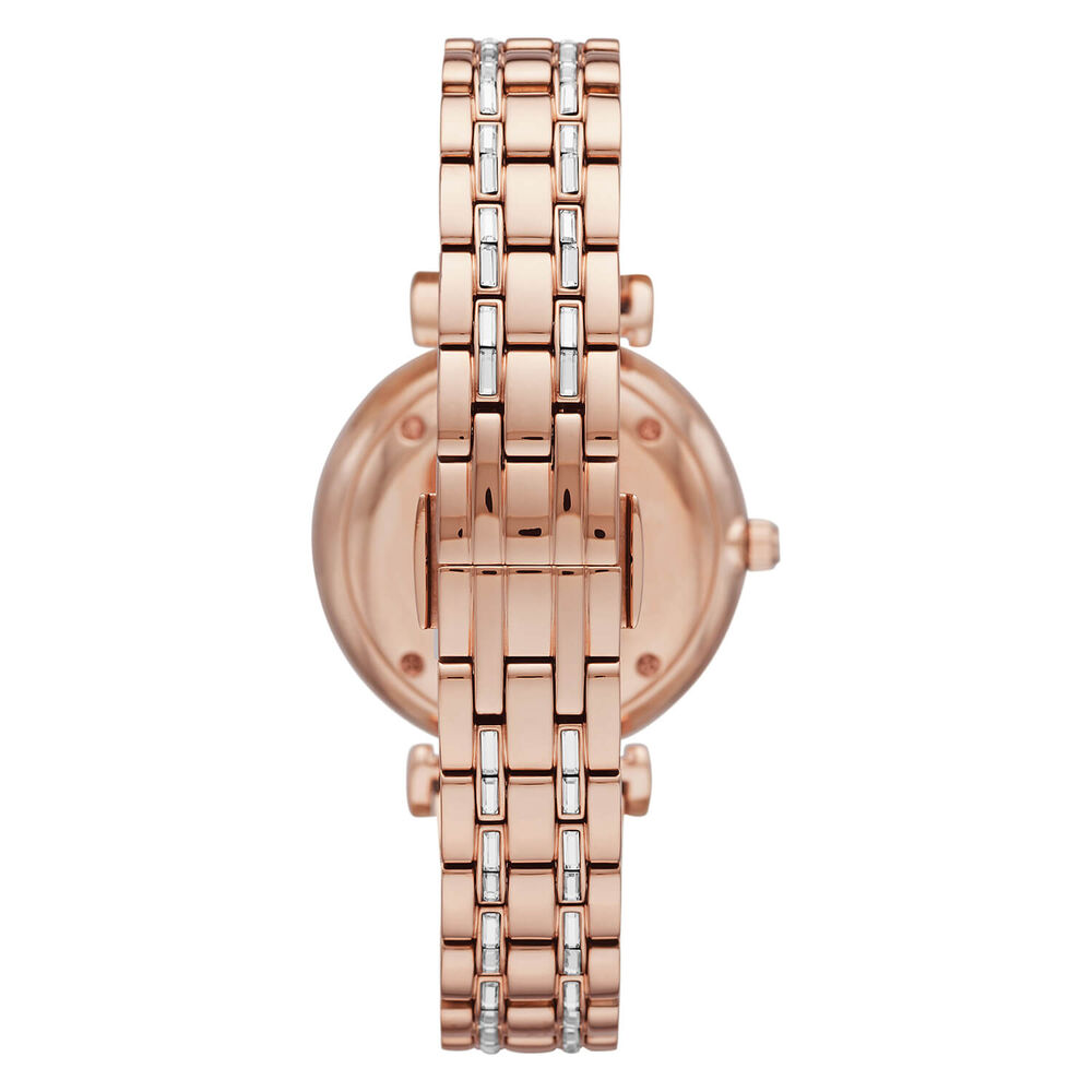 Emporio Armani Gianni T-Bar Large Quartz Rose Gold Plated Case Watch