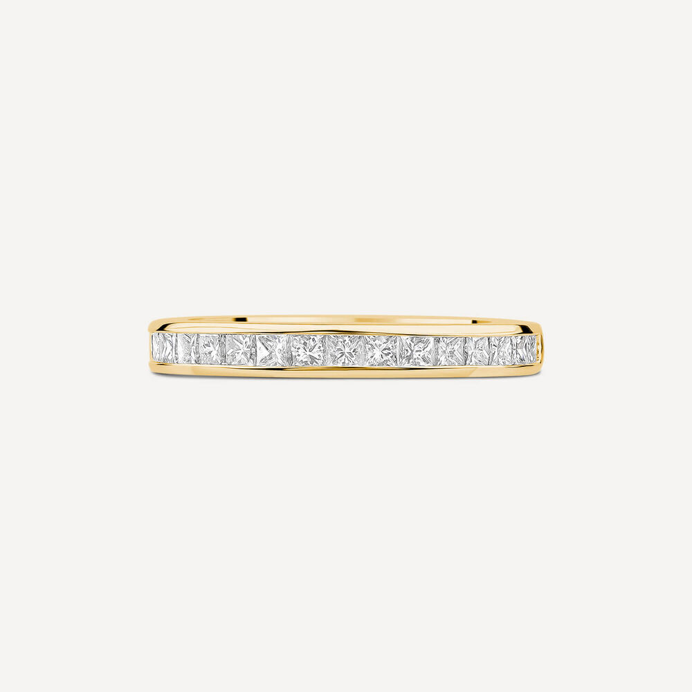 18ct Yellow Gold 2.5mm 0.45ct Princess Cut Diamond Channel Set Wedding Ring