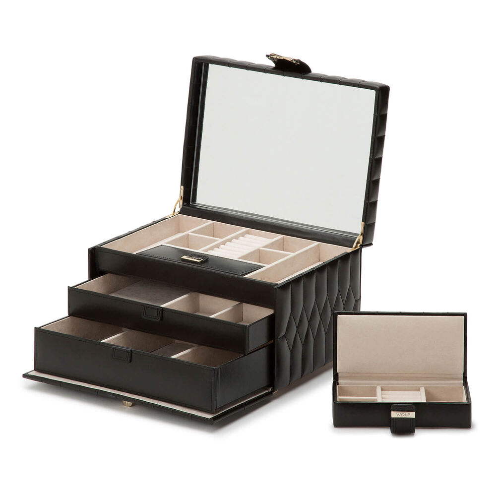 WOLF CAROLINE Black Medium Jewellery Case image number 3