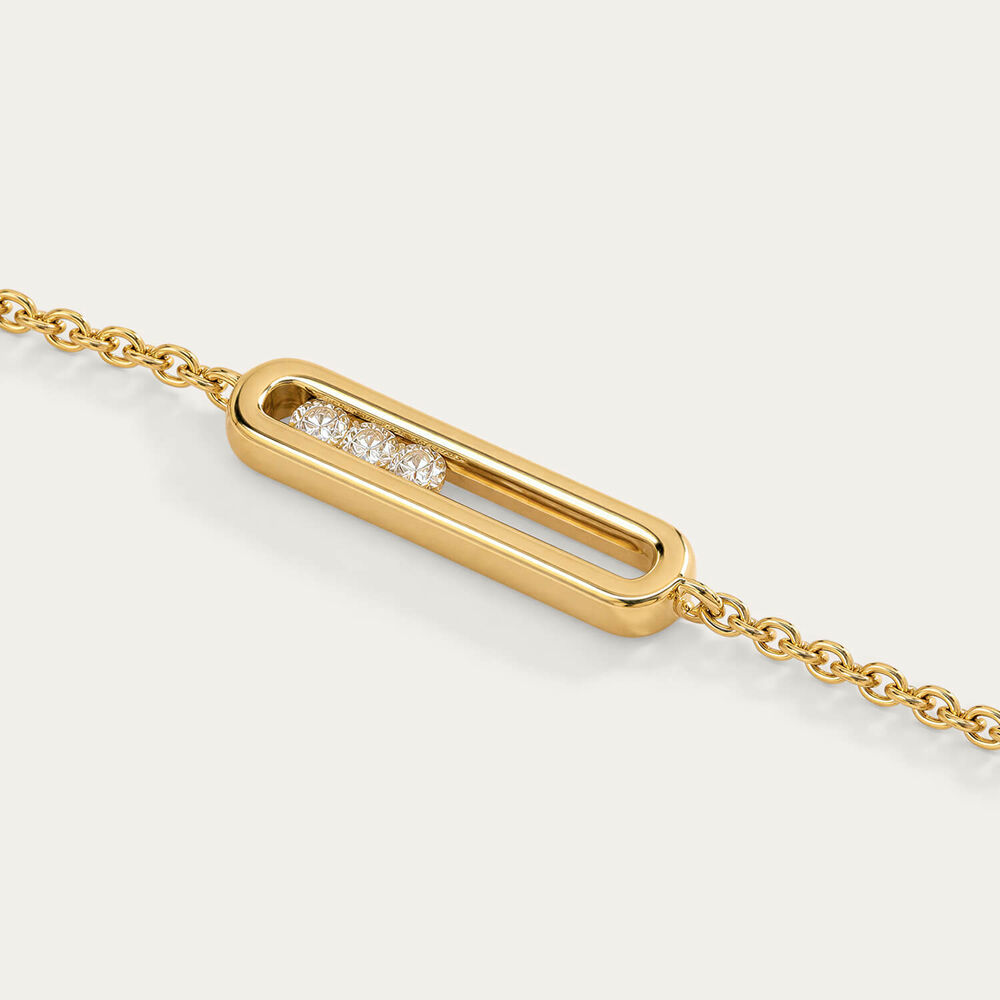 Yellow Gold Plated Sterling Silver 0.20ct Lab Grown Diamond Floating Bar Bracelet