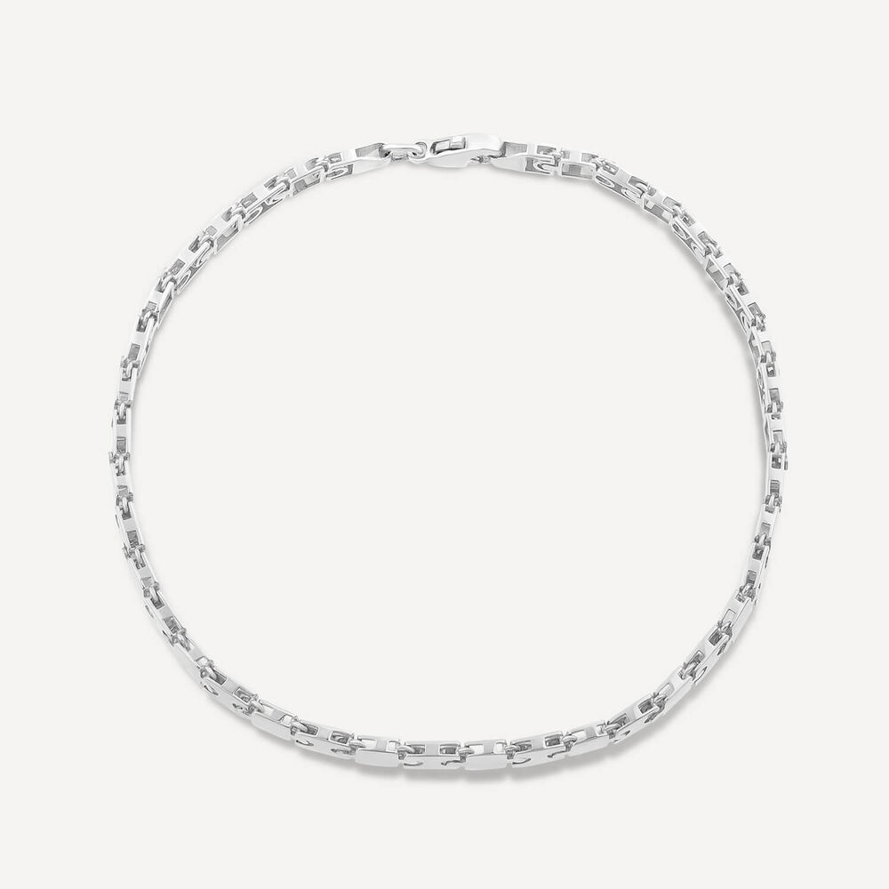 9ct White Gold Shiny Narrow Jigsaw Bracelet image number 4