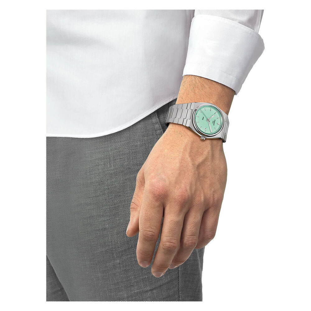 Tissot PRX 40mm Mint Green Dial Steel Bracelet Watch image number 3