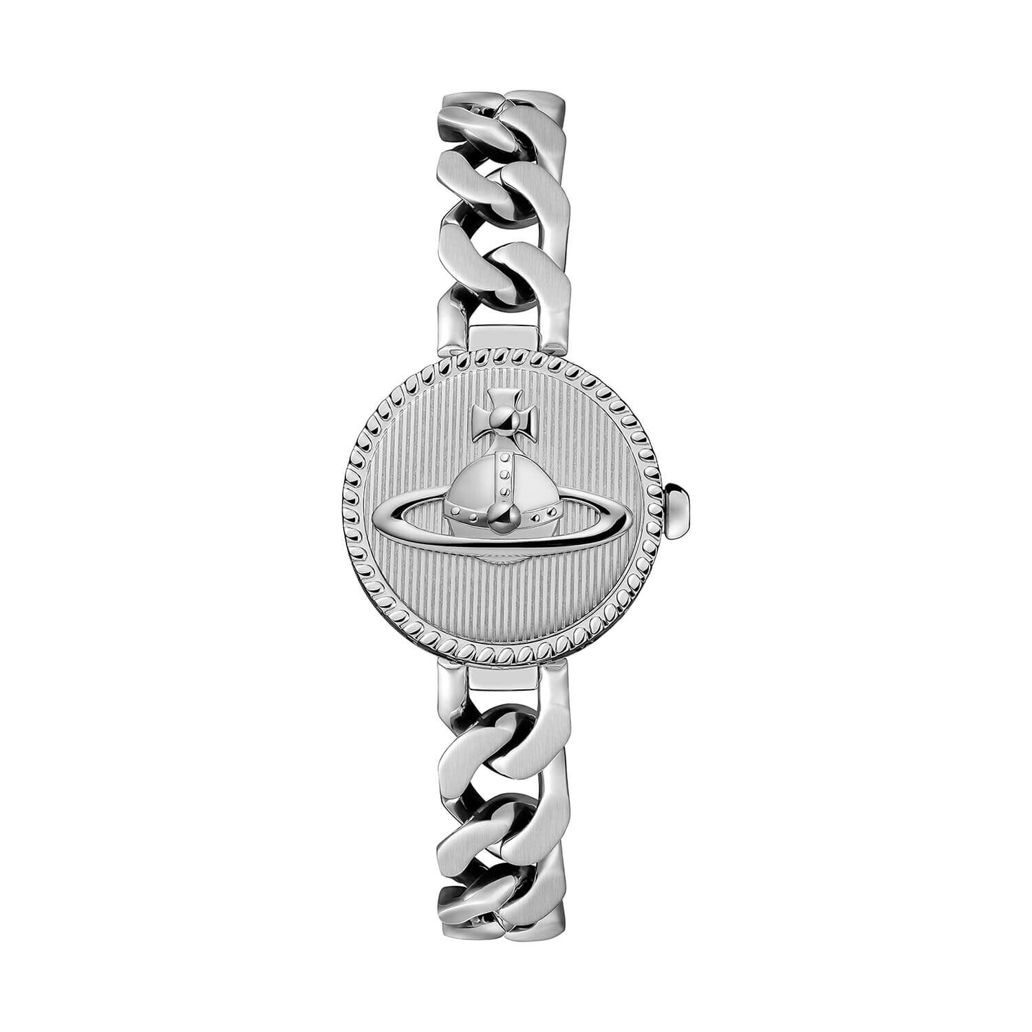 VW Orb Button 25.4mm Silver Dial Link Chain Bracelet Watch