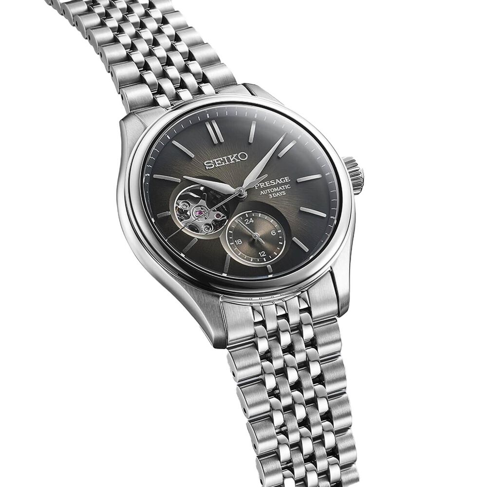Seiko Presage Classic Series 'Sumi-iro' Open Heart 40mm Black Dial Steel Bracelet Watch image number 2