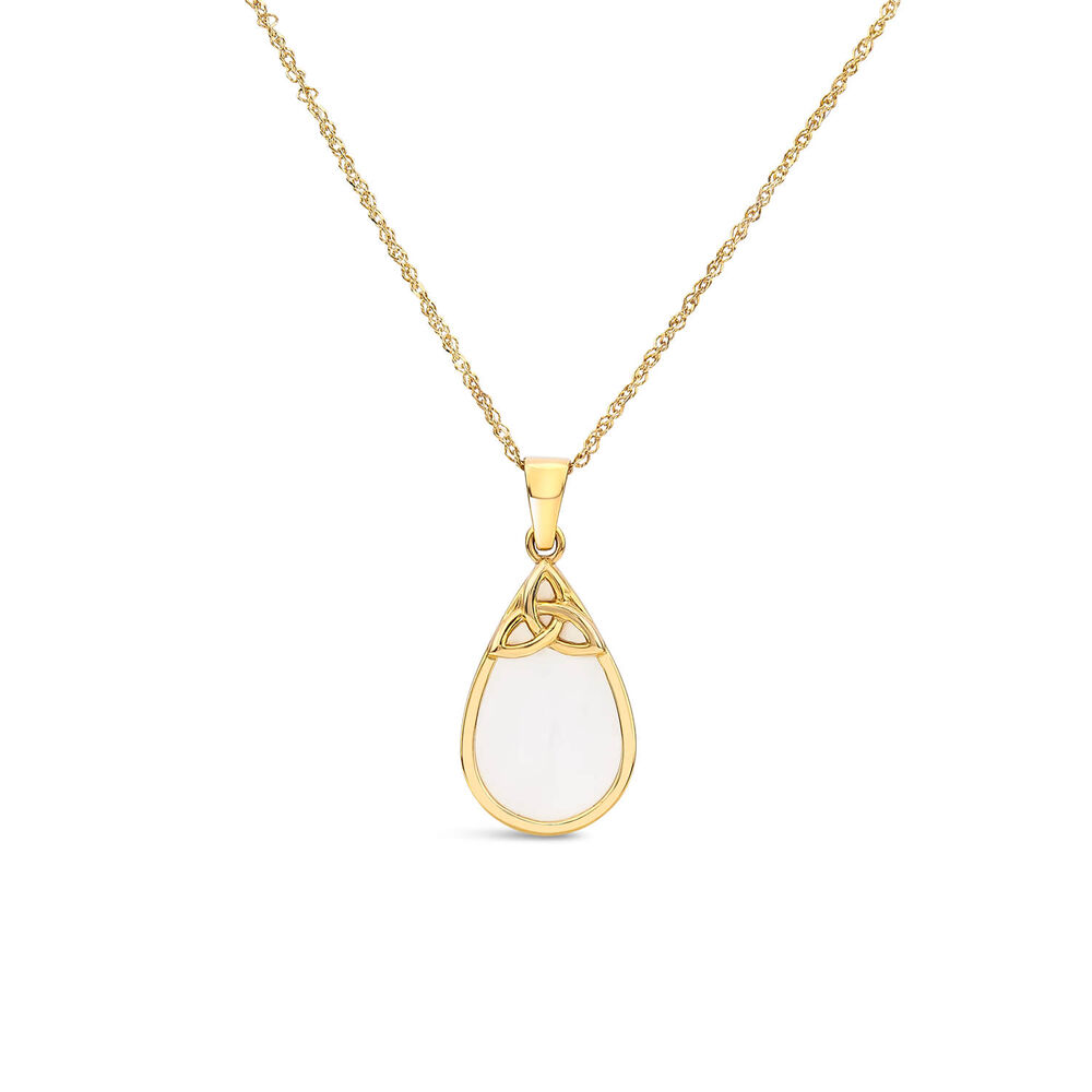 9ct Yellow Gold Mother of Pearl Pear Trinity Knot Pendant