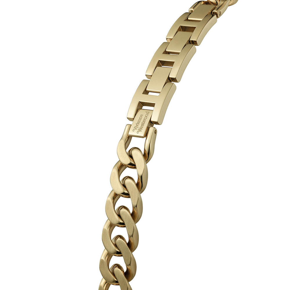 Vivienne Westwood Orb Button 25.4mm Gold Dial Link Chain Steel Bracelet Watch image number 6